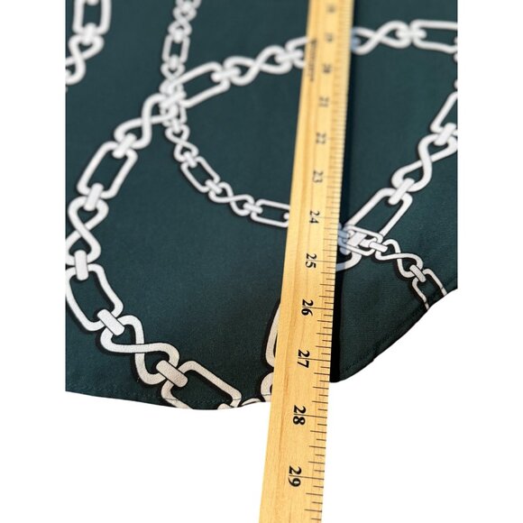 Ann Taylor Elegant Top XS Green White Chain Luxury Print Blouse Short Sleeve - Picture 7 of 11